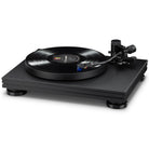 Music Hall Stealth Turntable - right angle view with record