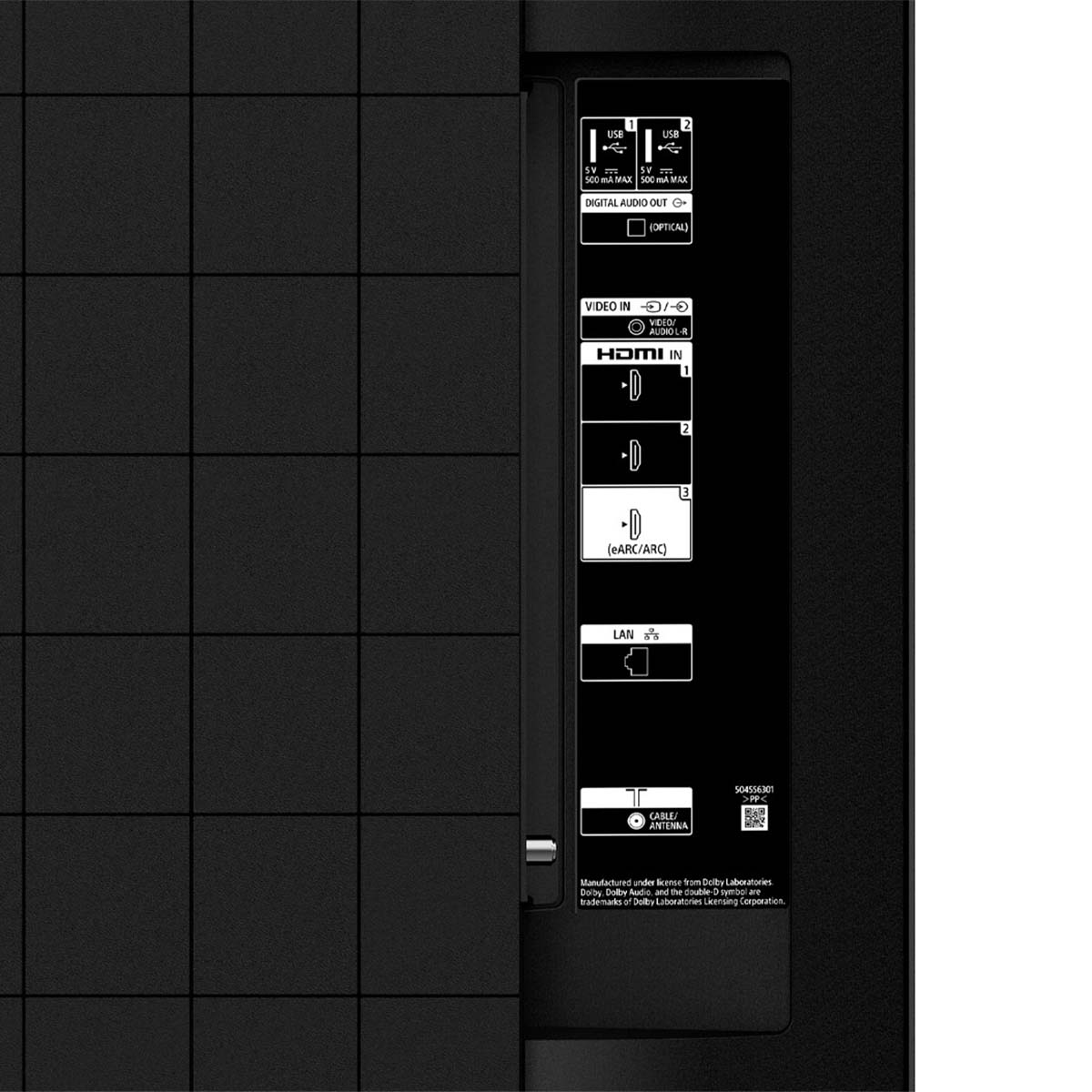 Sony X77L 4K HDR LED Google TV (2023) rear components view