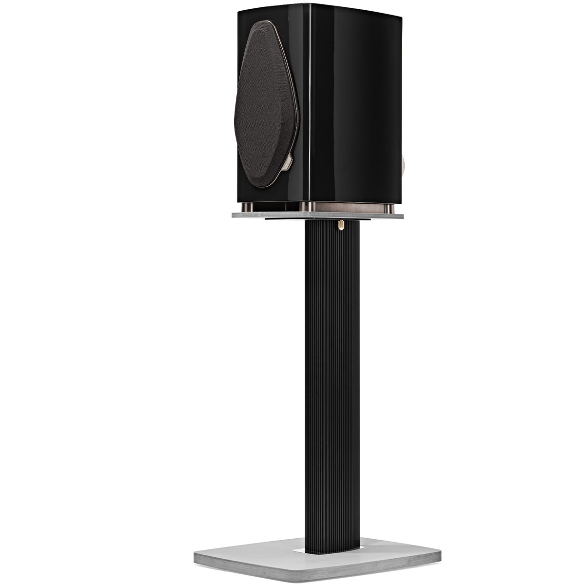 Sonus Faber Sonetto II G2 Bookshelf Loudspeaker - Black - single speaker with grille on stand three-quarter view