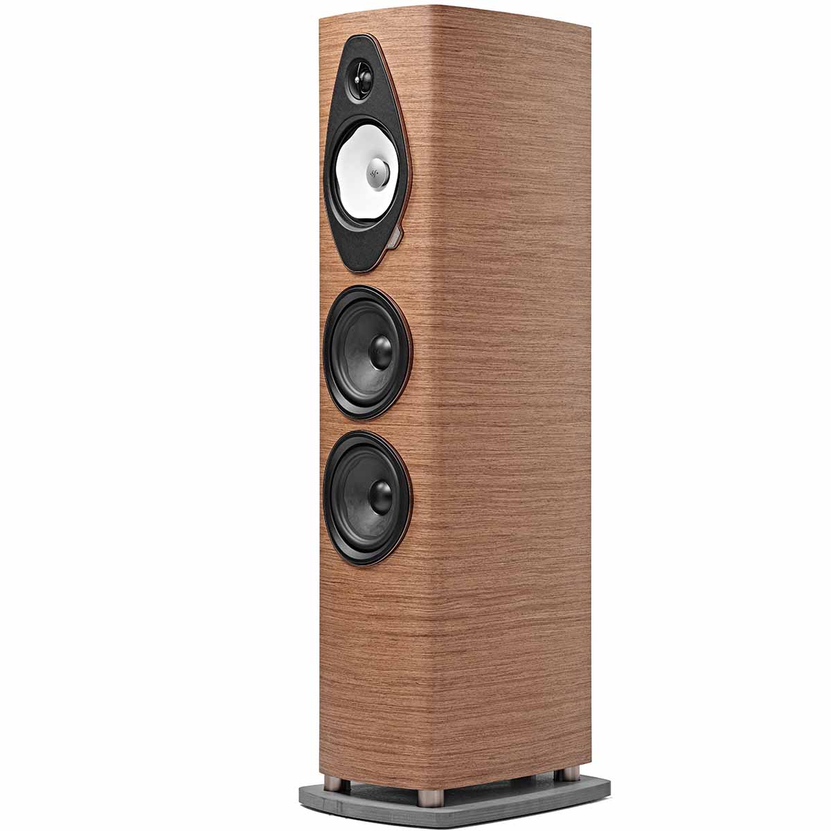 Sonus Faber Sonetto V G2 Floorstanding Loudspeaker - Walnut - single speaker three-quarter view