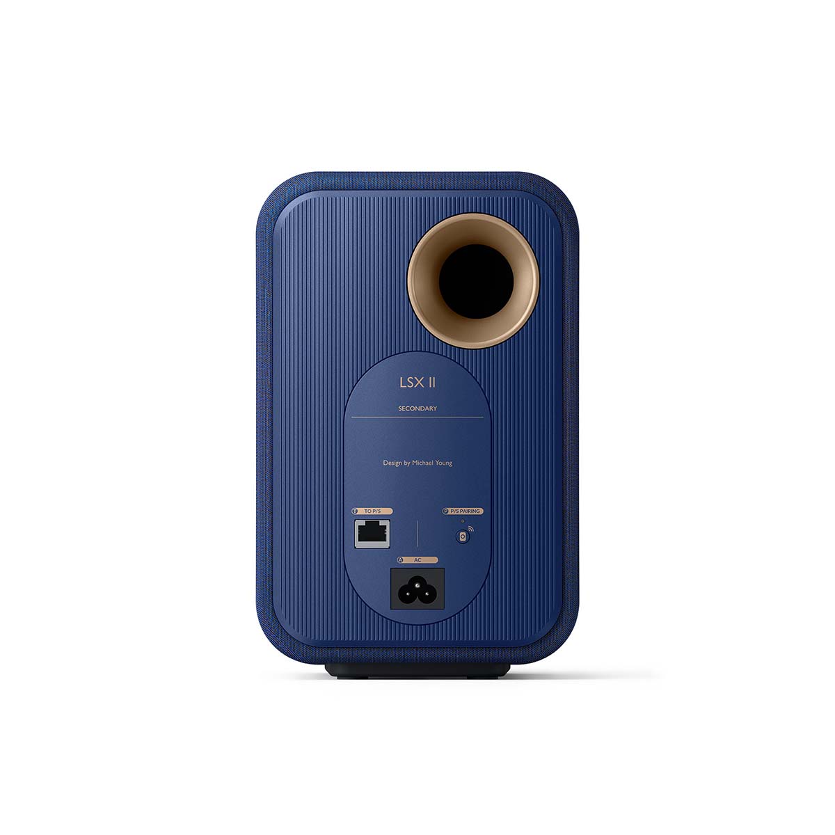 KEF LSX II Wireless HiFi Speakers - Cobalt Blue - rear view of secondary speaker