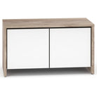 Salamander Designs Barcelona 221 Twin-Width AV Cabinet - Natural Walnut with White Gloss Doors- front view