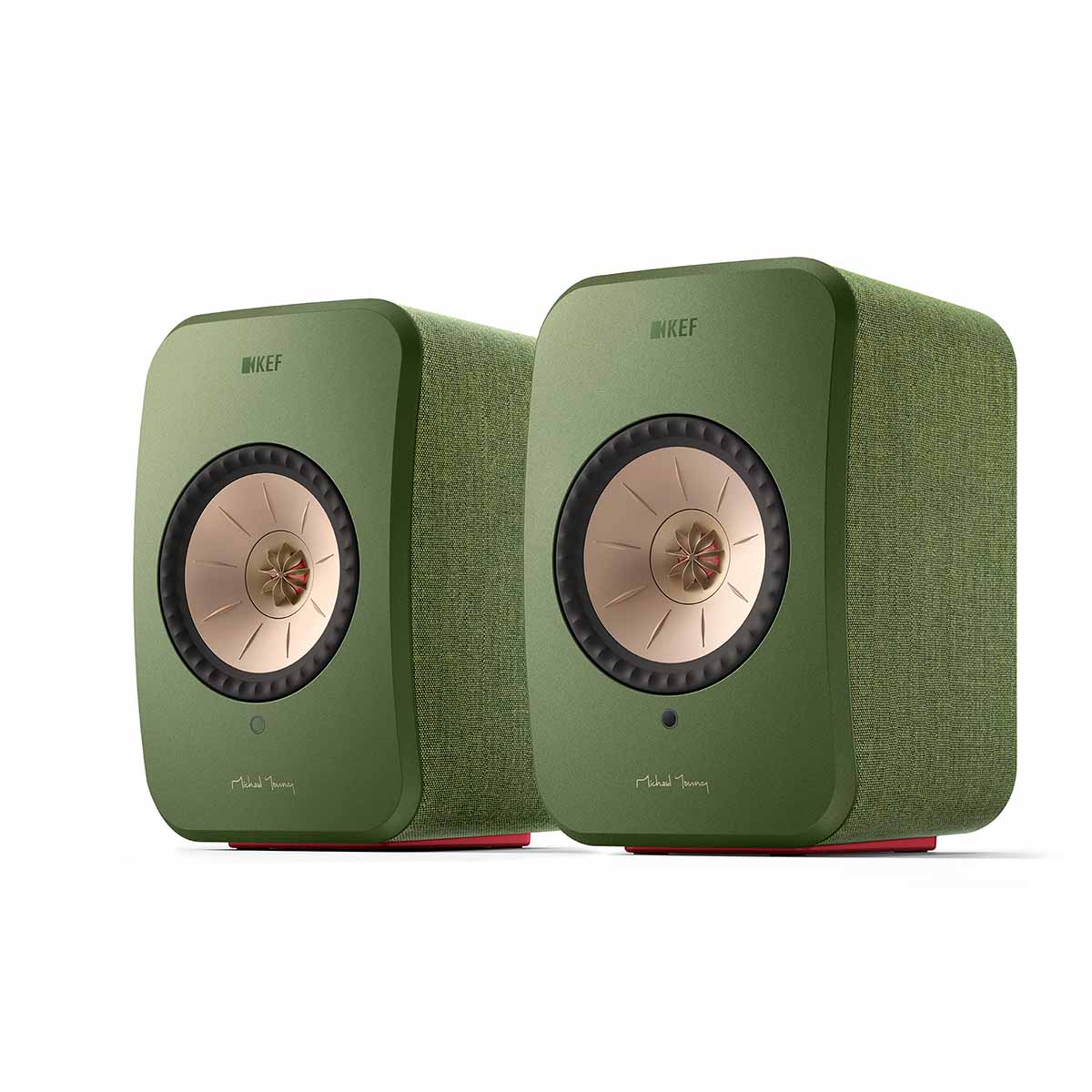 KEF LSXII Olive Green - pair angled front view of pair