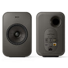 KEF LSX II LT Wireless HiFi Powered Bookshelf Speakers Graphite Grey front view of pair