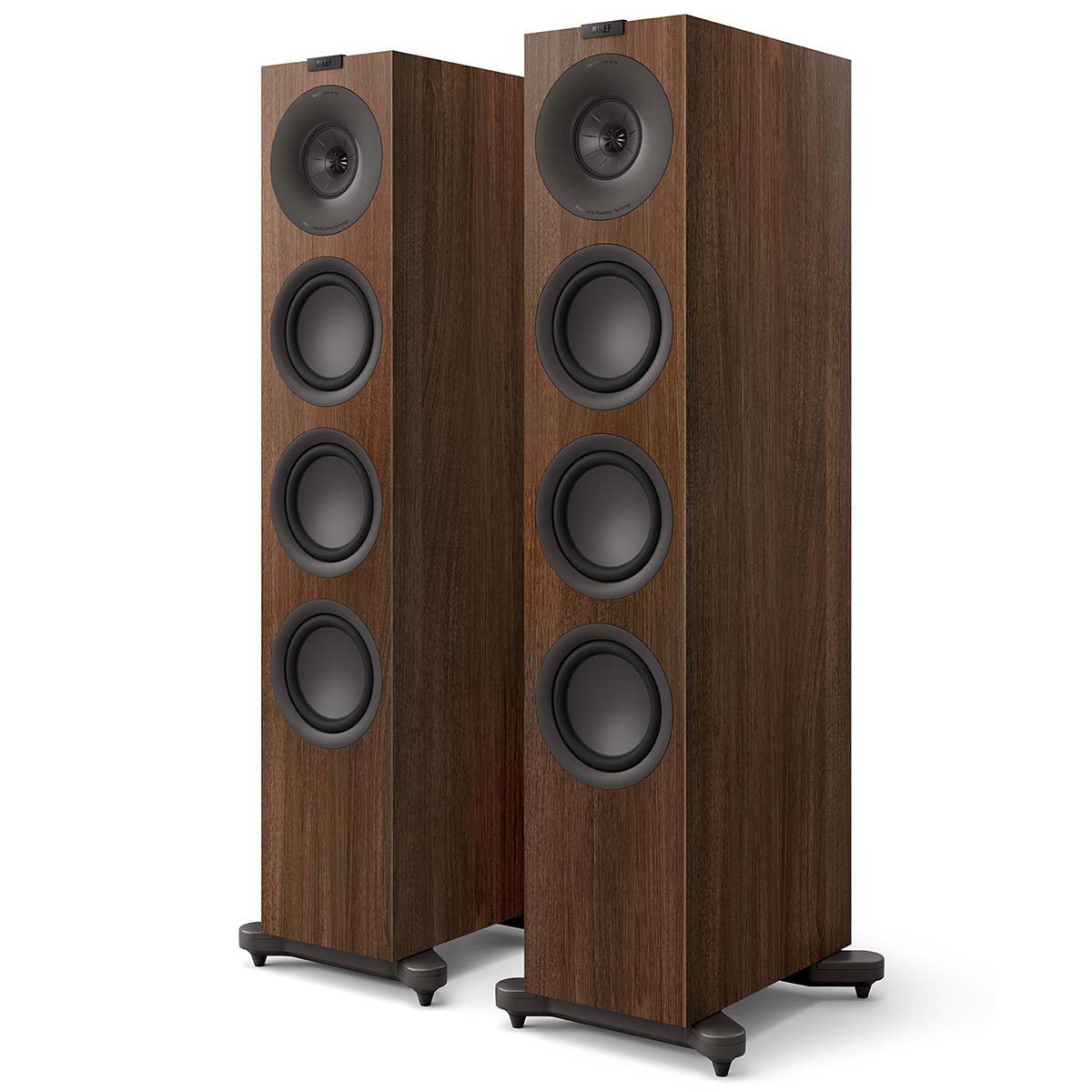 KEF Q11 Meta Floorstanding Loudspeaker - Each walnut front view