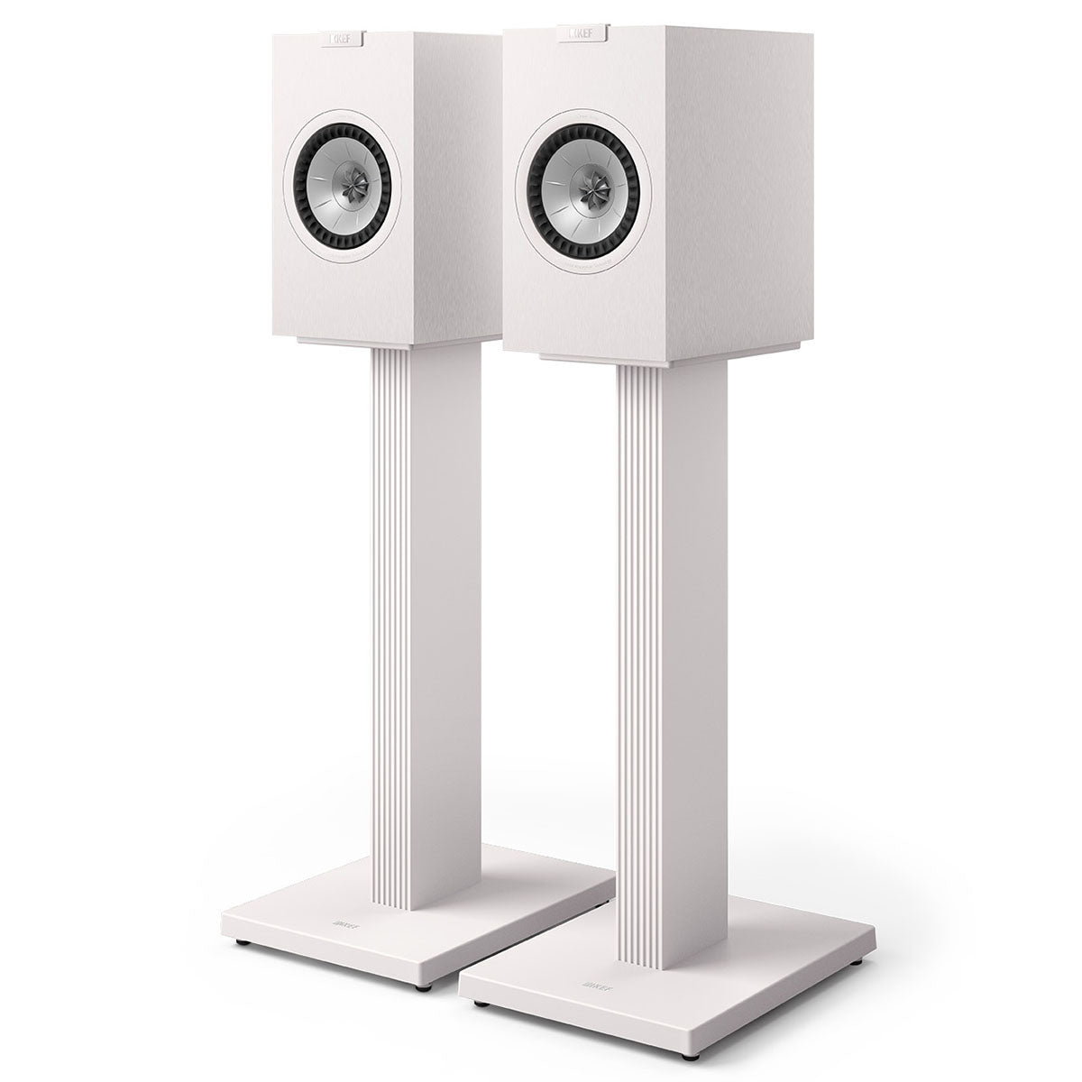 KEF Q1 Meta Bookshelf Speakers - Pair white pair on stands