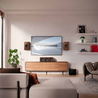 KEF Q4 Meta On-Wall Speakers - Each as LCR in modern living room