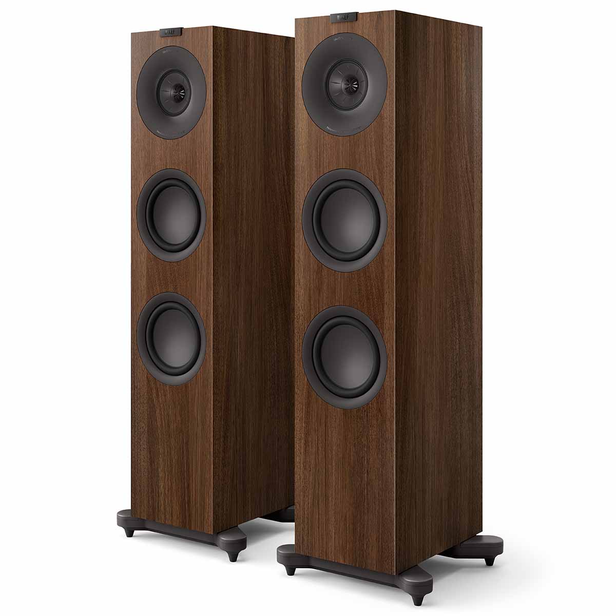 KEF Q7 Meta Floorstanding Loudspeakers - Each walnut front view