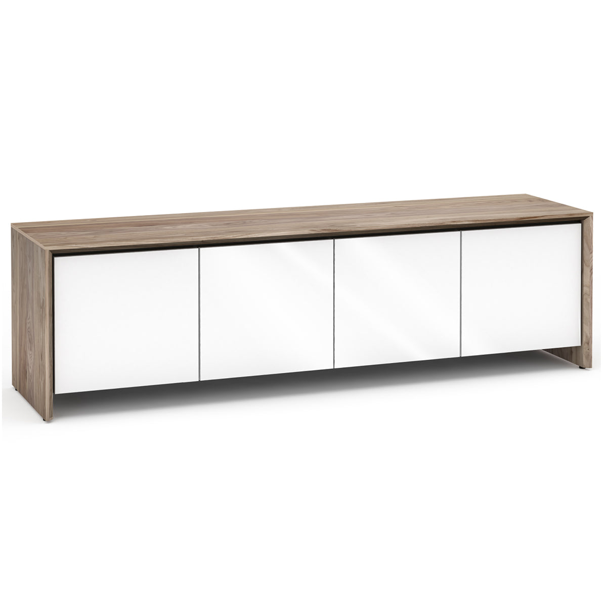 Salamander Designs Barcelona 247 Quad-Width AV Cabinet- Natural Walnut / Gloss White- front view