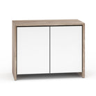 Salamander Designs Barcelona 323 Twin-Width AV Cabinet - Natural Walnut with White Gloss Doors- front view