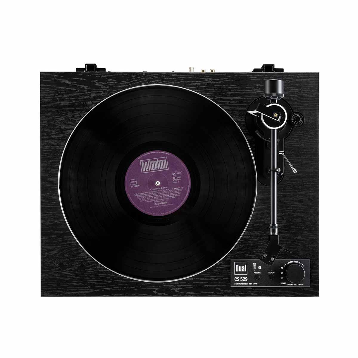 Dual CS529 Fully Automatic Turntable - Black Vinyl Top down view