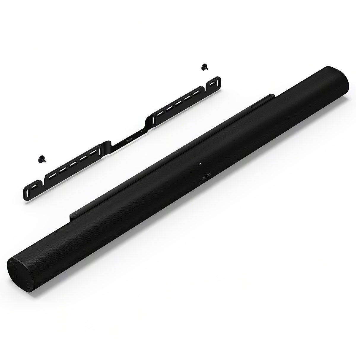 Sonos Arc Ultra Soundbar - Black with additional wall mount, top and front view angled down and right