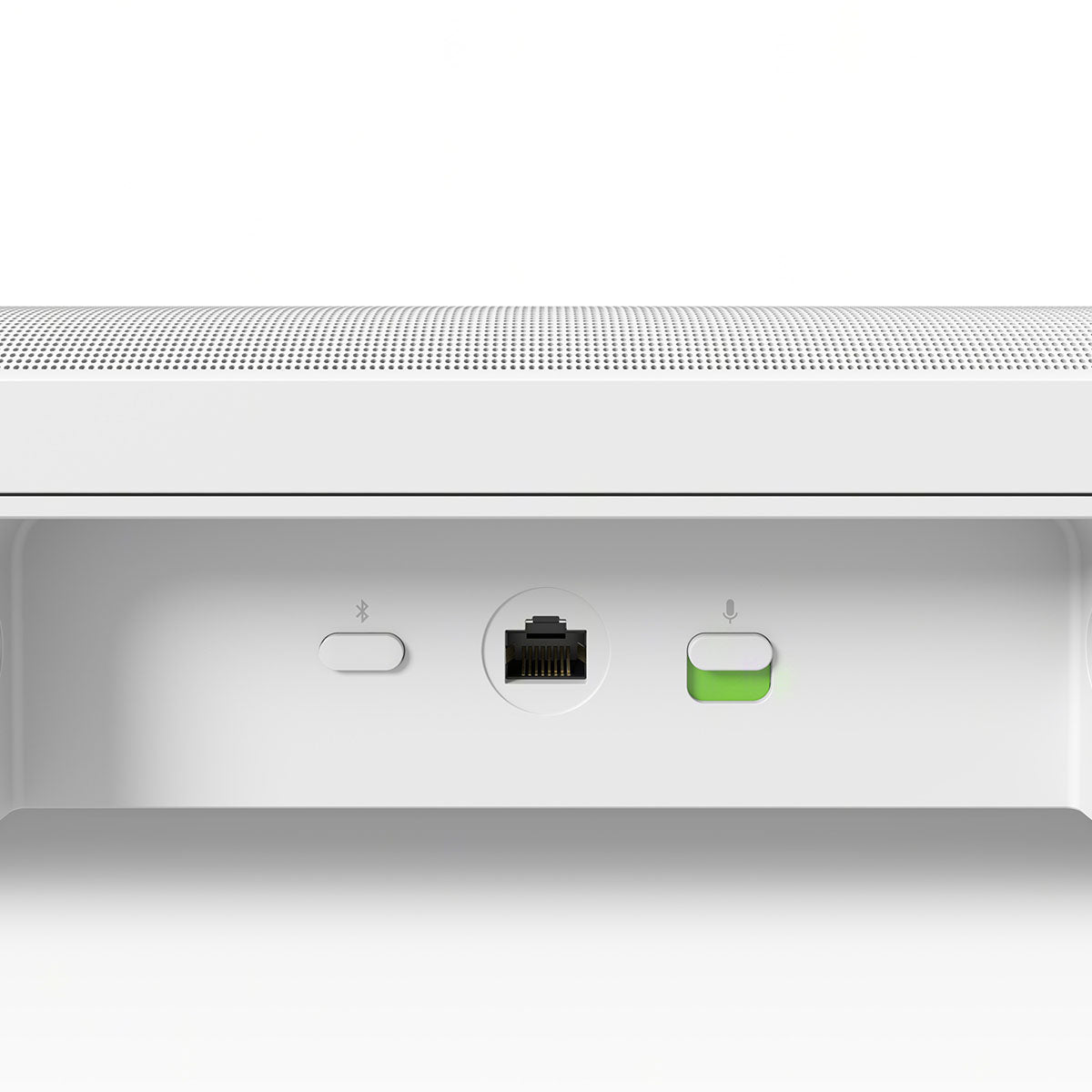 Sonos Arc Ultra Soundbar - White close-up back buttons and ethernet port