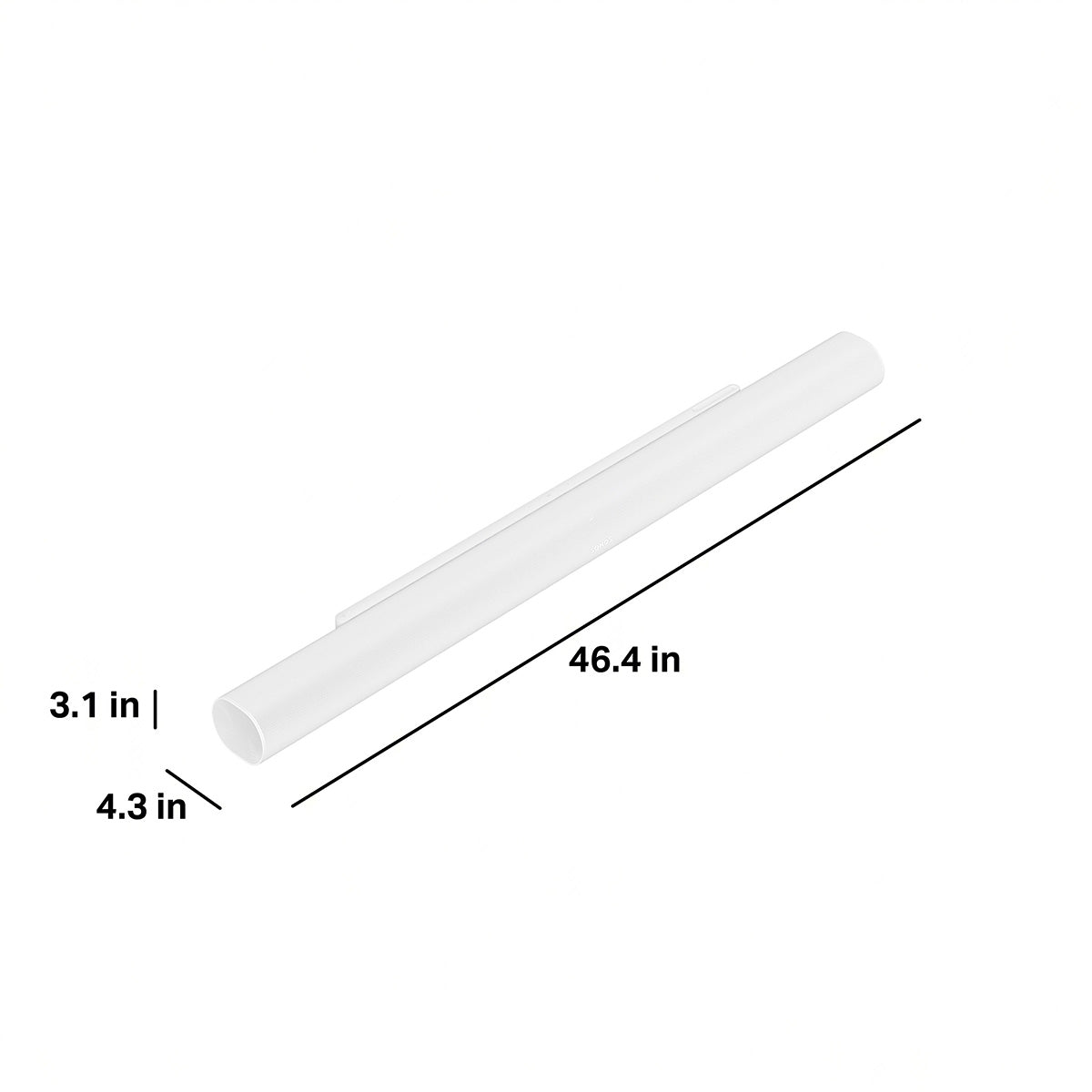 Sonos Arc Ultra Soundbar - White with measurements in inches