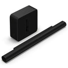 Sonos Arc Ultra Soundbar - Black with separate Sonos Sub 4 Wireless Subwoofer, top and front view angled down and right