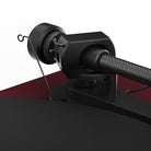 Pro-Ject Debut EVO 2 Hi-Fi Turntable - Satin Wine Red - high-angle detail insert of tone arm counterweight