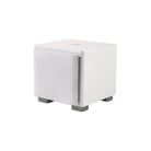 REL Acoustics HT/1003 MKII Subwoofer White three-quarter view angled left with grille