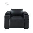 RowOne Calveri - Black Top Grain Leather w/ Matching Vinyl - Single Chair - front view