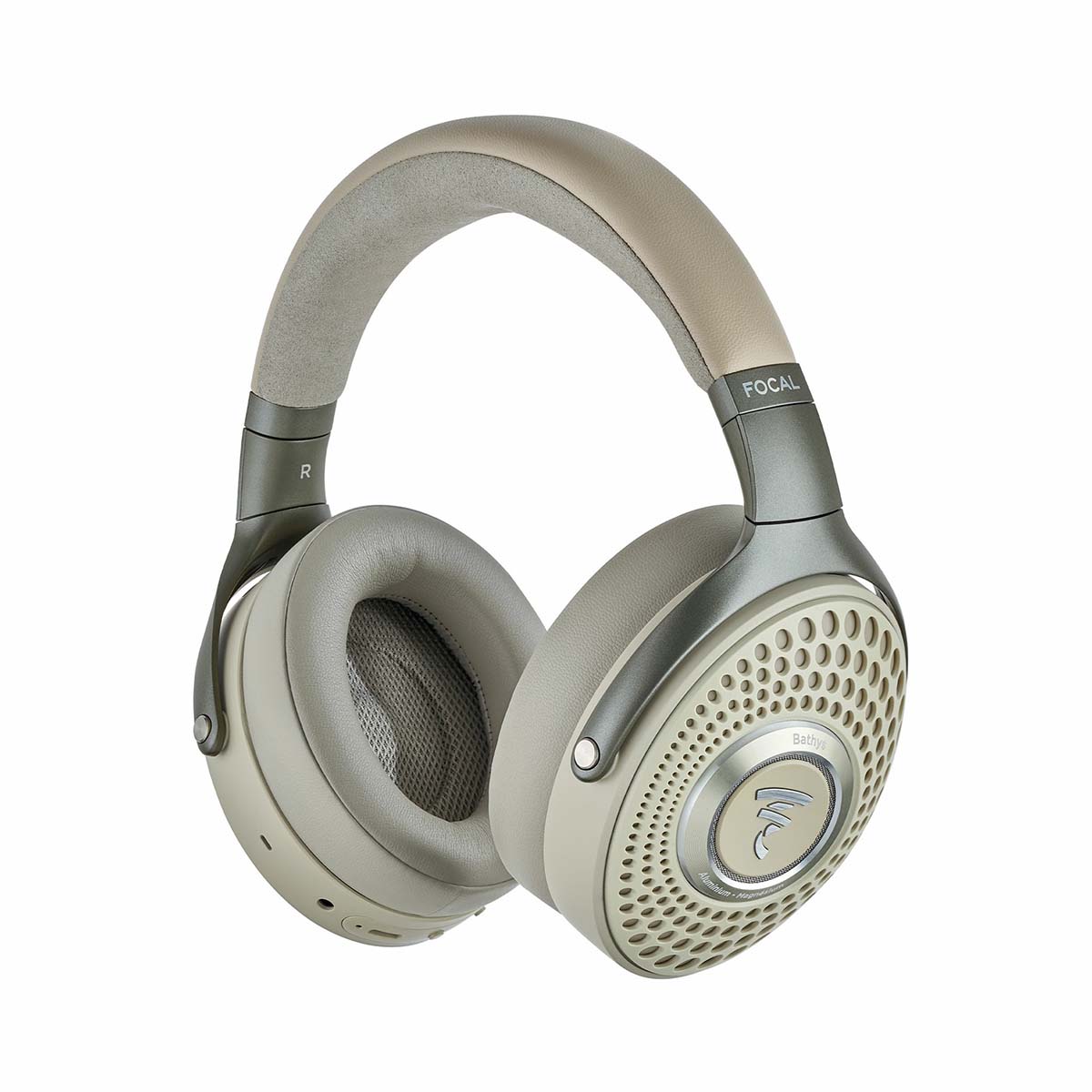 Focal Bathys Over Ear Noise Cancelling Headphones - Dune three-quarter front and side view angled left