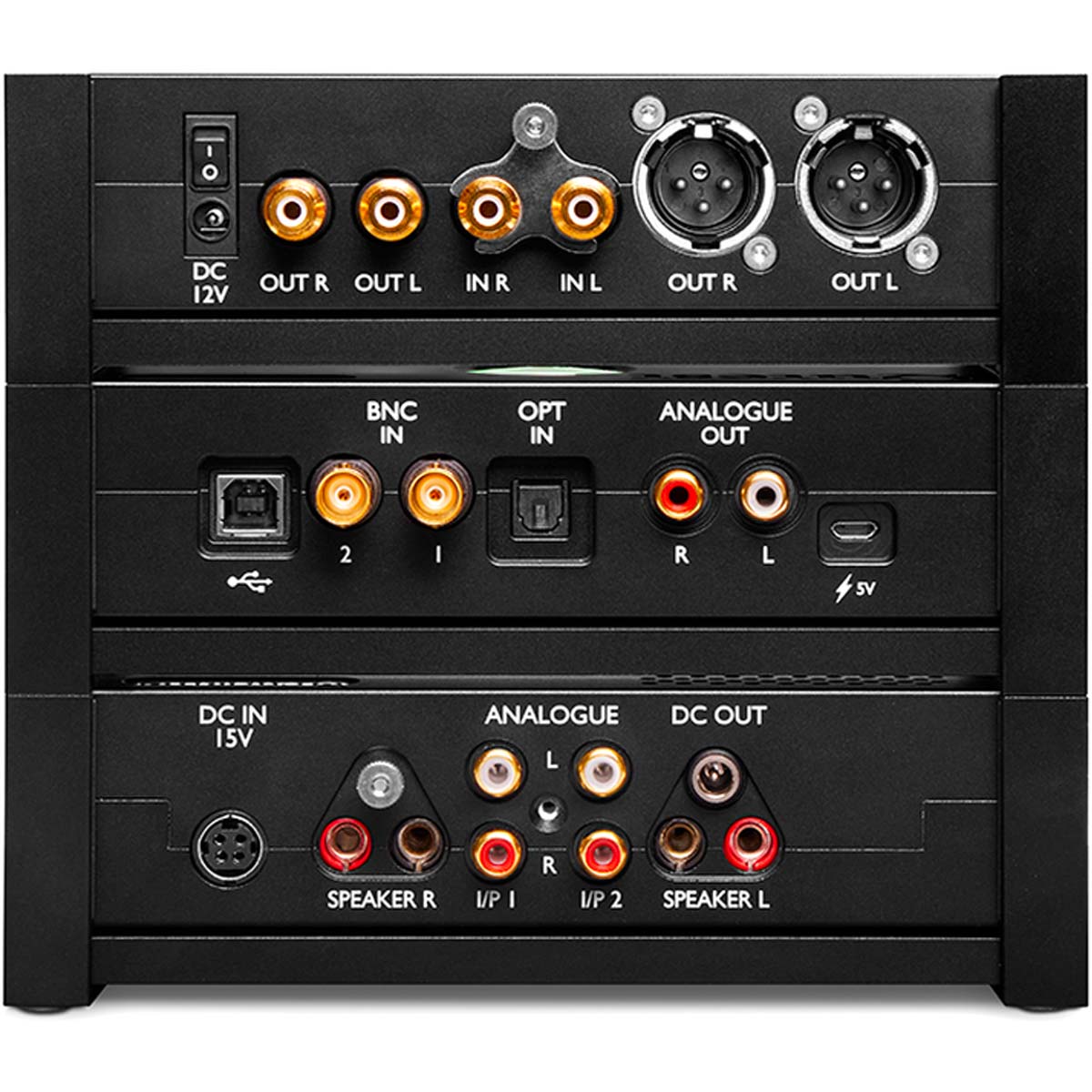 Chord Anni Desktop Integrated Amplifier - rear view of Qutest stack