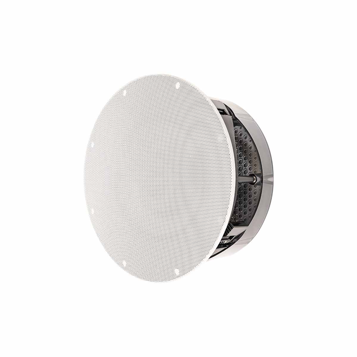 Paradigm CI Pro P80-RX v2 8” Round High-Moisture In-Ceiling Speaker - Each - three-quarter front view with grille