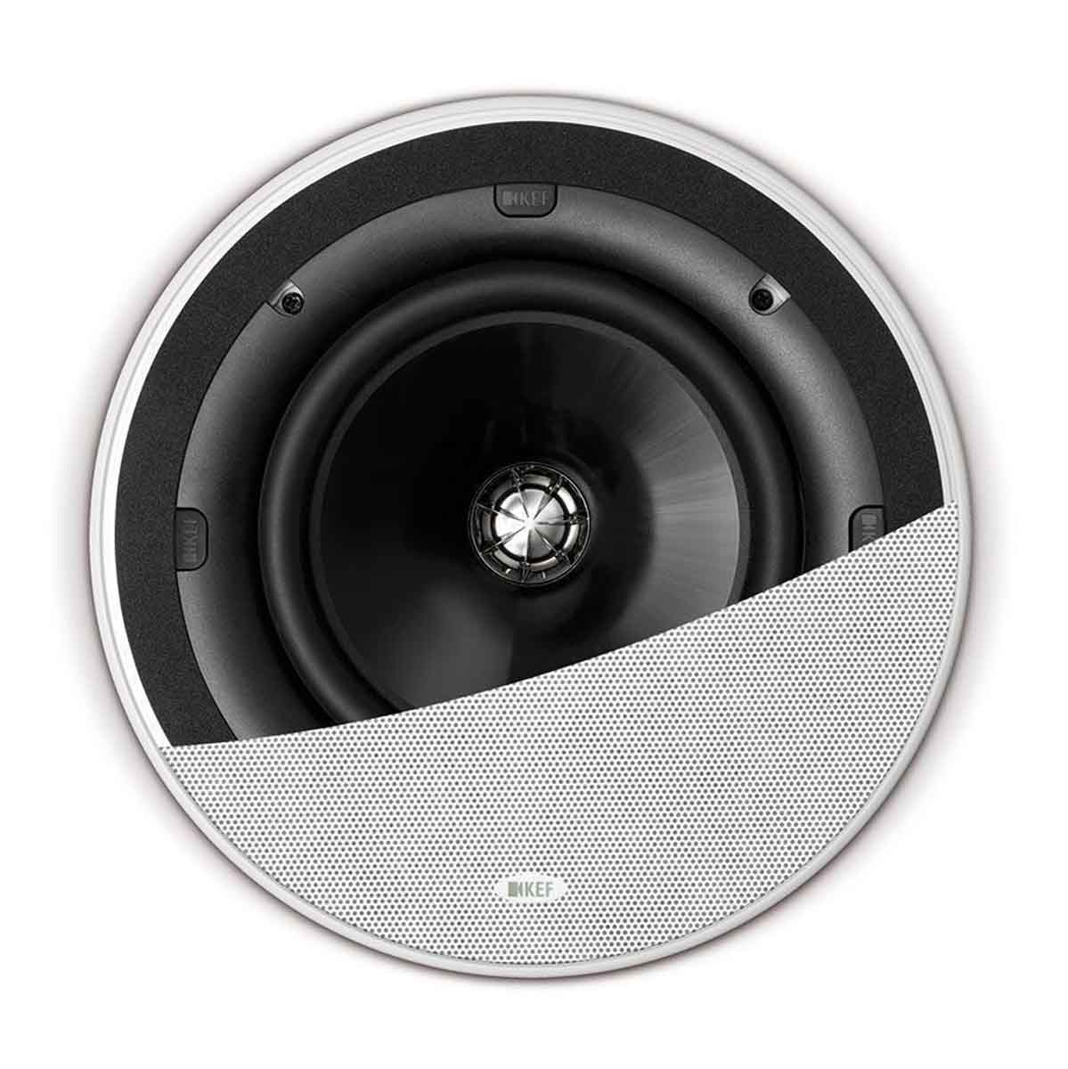 KEF Ci200QR Uni-Q Round - White - Each - partial grille