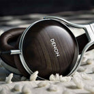 Close-up shot of the Denon AH-D5200 Closed-Back Headphone ear cup.