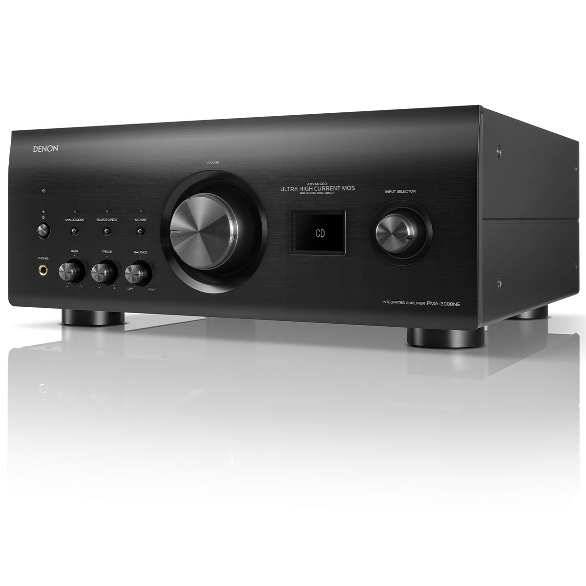 Denon PMA-3000NE Reference 2 Channel Integrated Amplifier black angled right front view