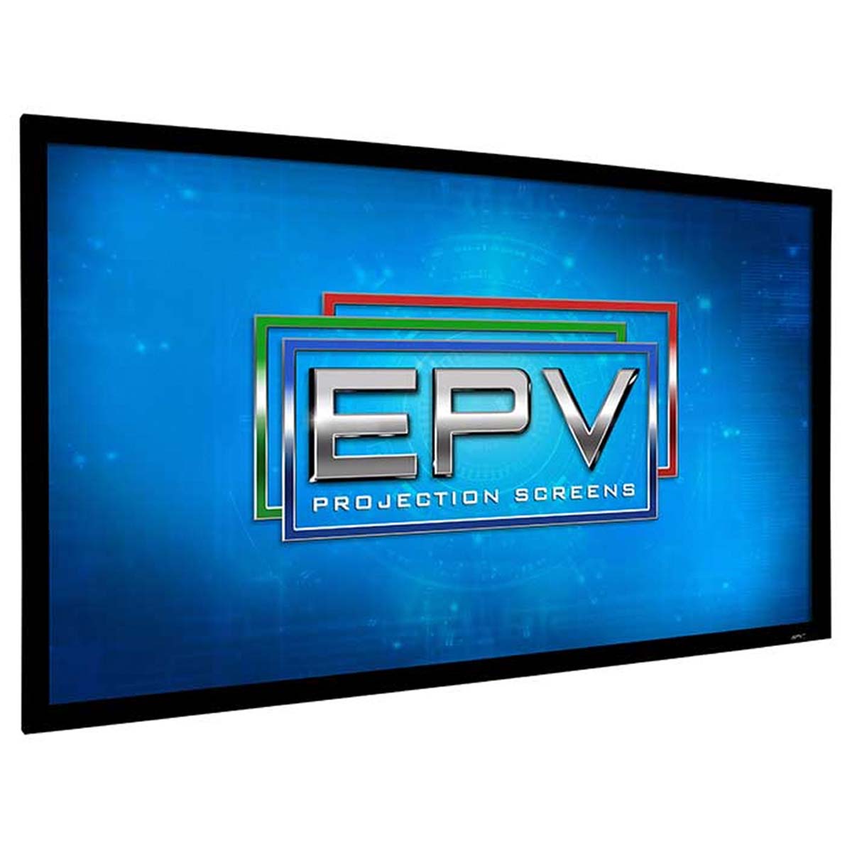 EPV Special Edition Sonic AT8 ISF Projector Screen - 150 Inch angled front view w/ EPV logo