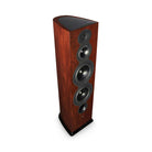 Revel F208 3-Way Floorstanding Tower Loudspeaker - single walnut without grille - angled front view