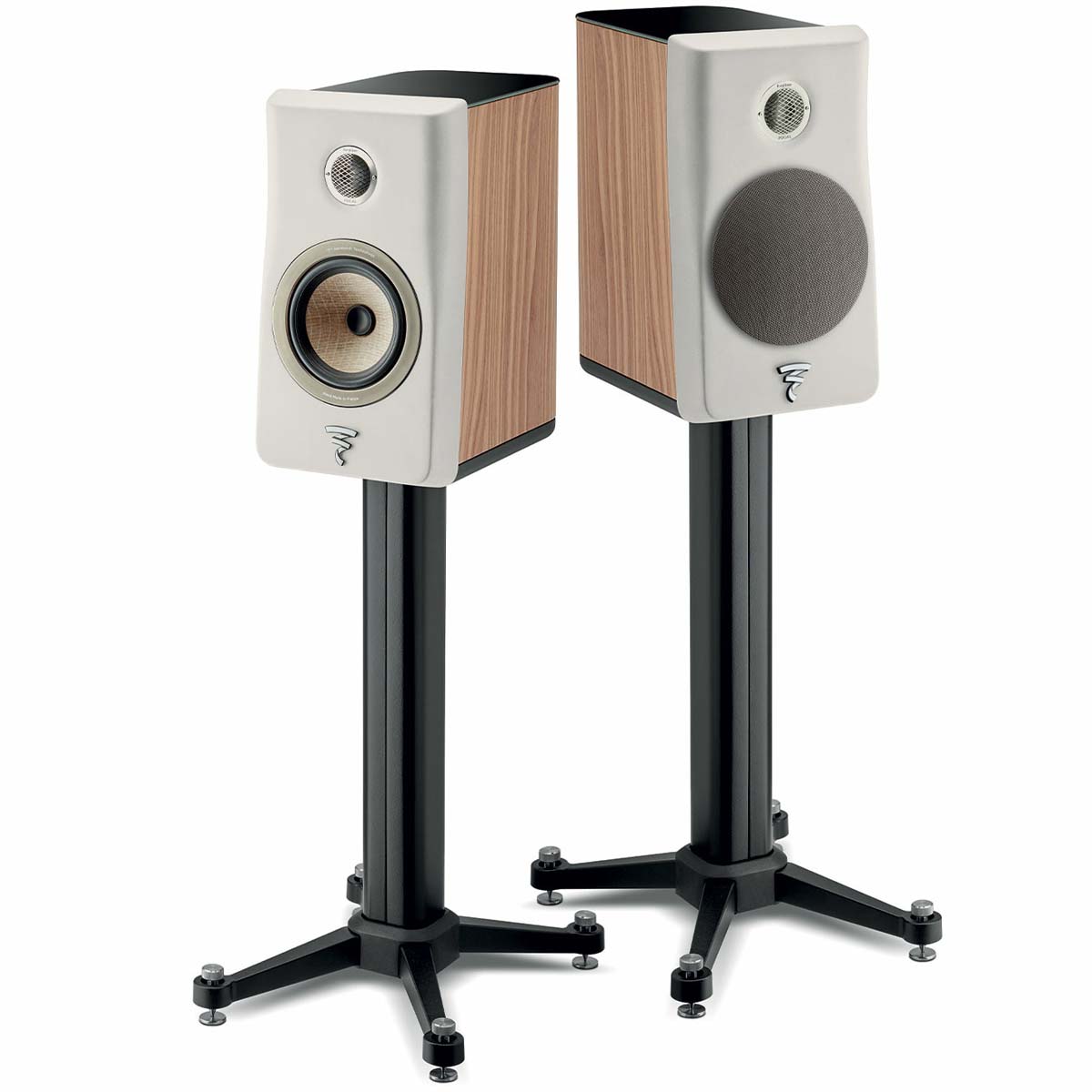 Focal Kanta No1 Black Speaker Stands for Kanta No1 Speakers - Pair of stands with speakers (sold separately) front angled view