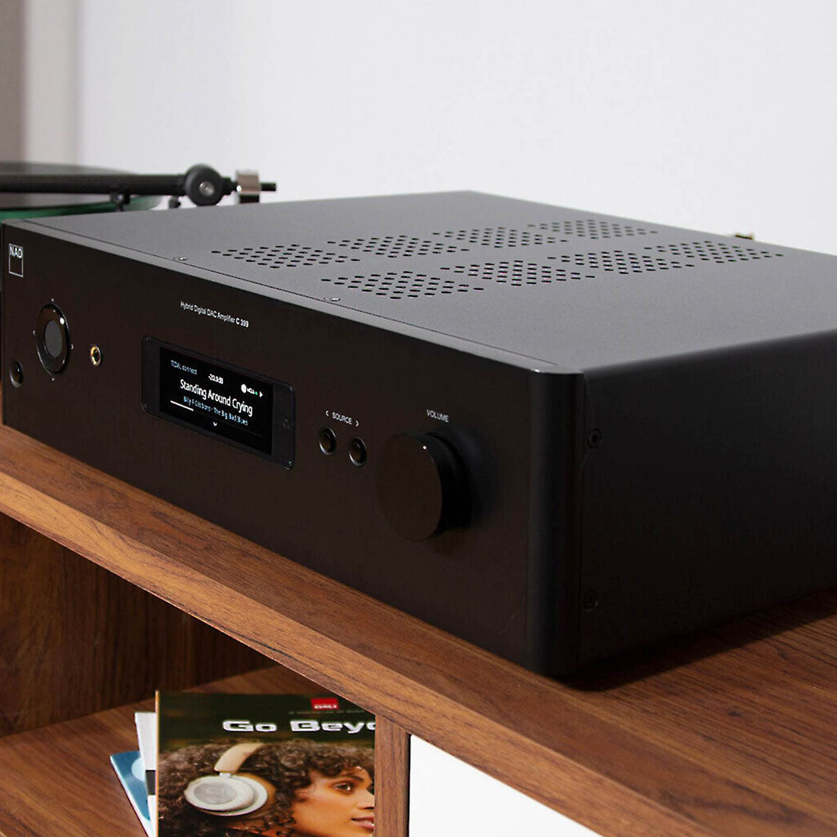 NAD C399 in black view of front angle cinematic