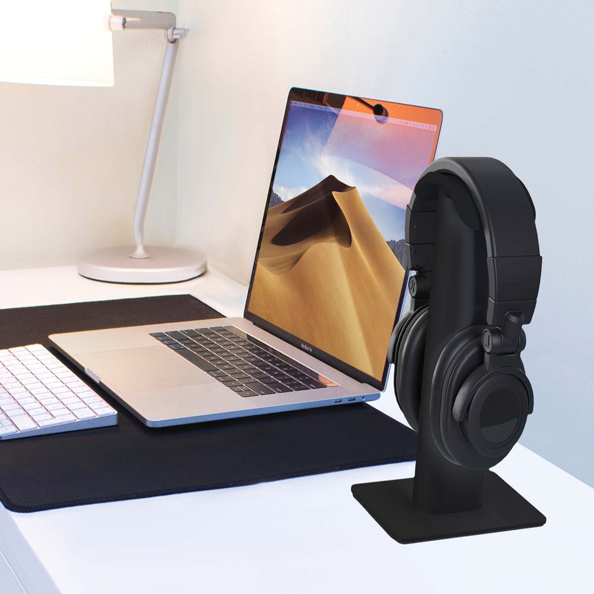 Kanto H2 Premium Universal Headphone Stand In use example