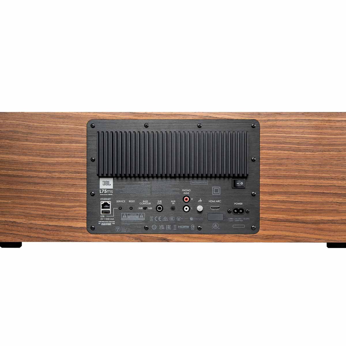 JBL L75ms Music System - Walnut close-up of inputs