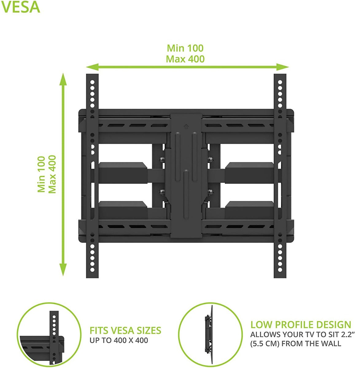 Kanto LX600SW Articulating Mount folded