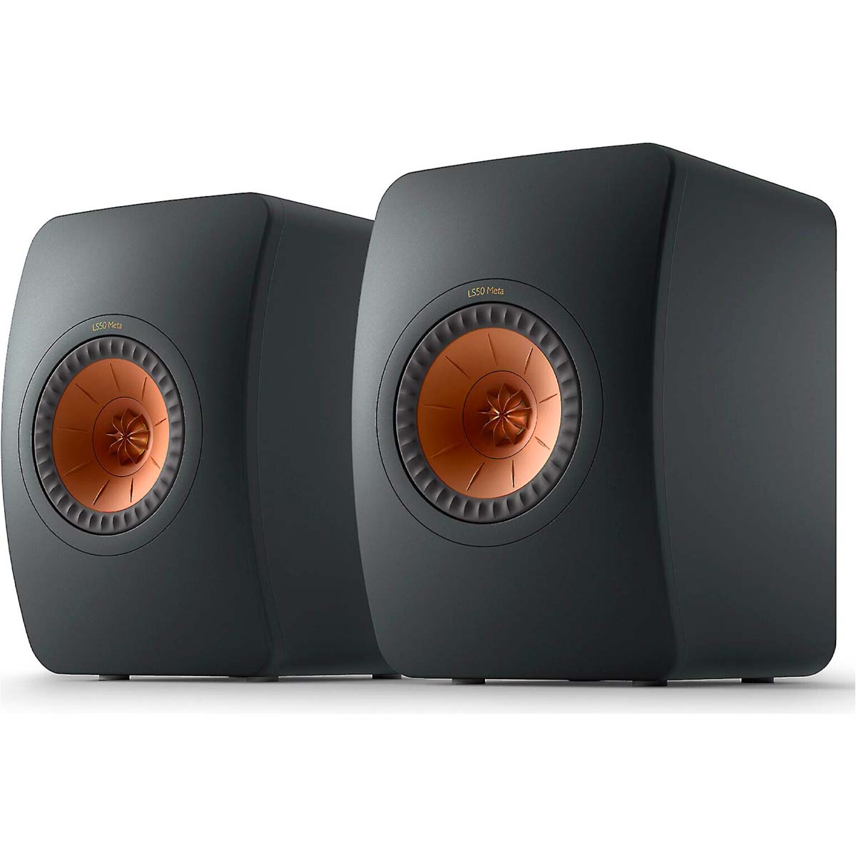 KEF LS50 Meta Bookshelf speakers on white background - black