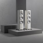 Monitor Audio Platinum 200 3G Floorstanding Loudspeaker - satin white pair on grey blocks