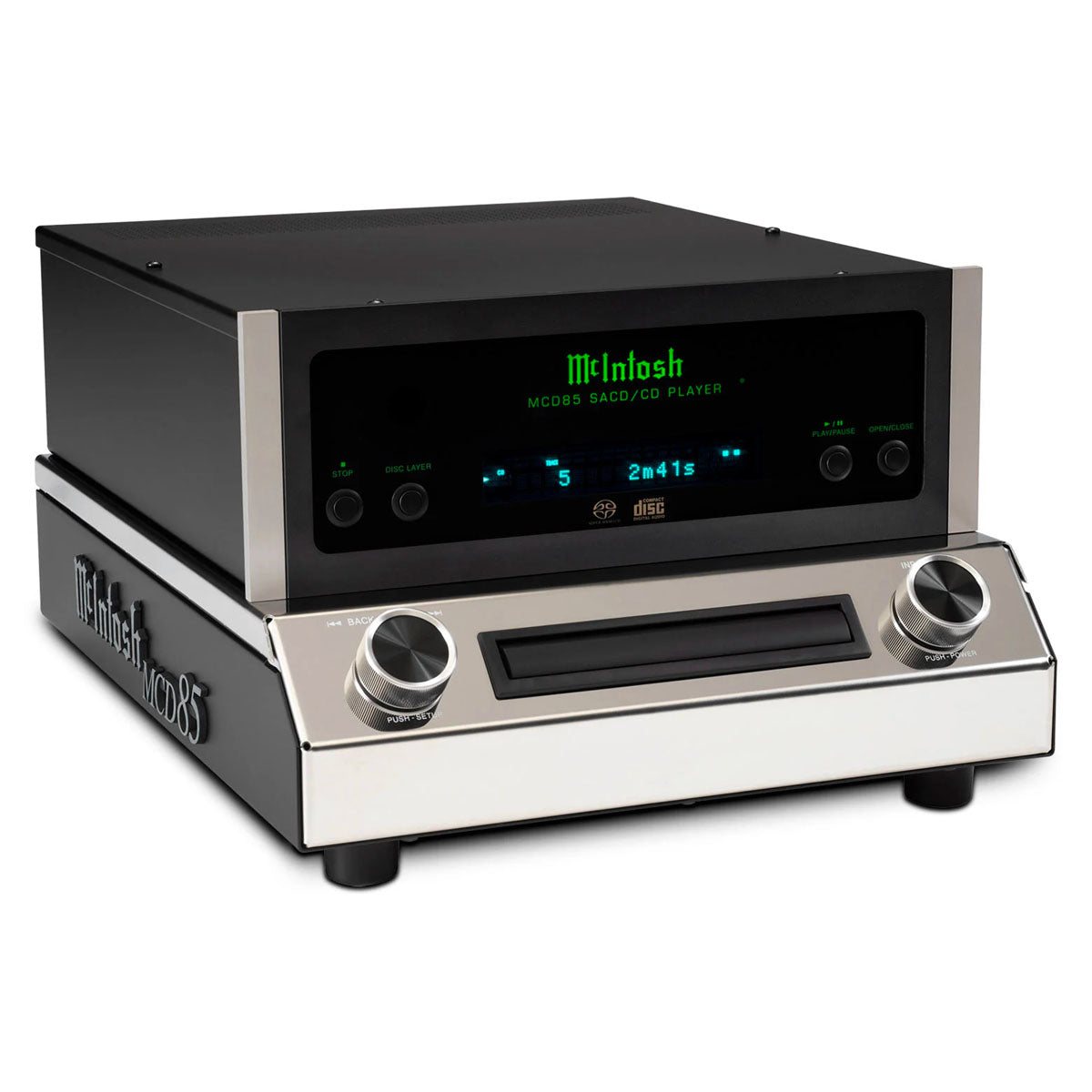 McIntosh MCD85 2-Channel SACD/CD Player angled front view