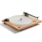 U-Turn Orbit 2 Plus Turntable - angle showing tonearm - oak