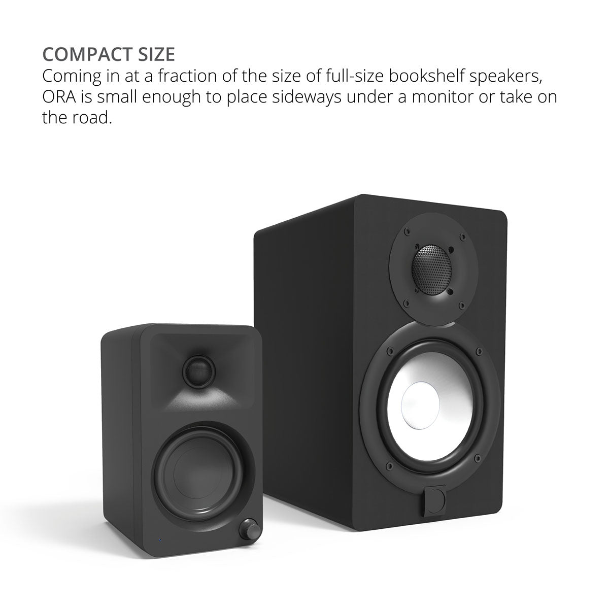 Kanto ORA Powered Reference Desktop Speakers - Pair size comparison