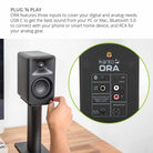 Kanto ORA Powered Reference Desktop Speakers - Pair close-up of inputs