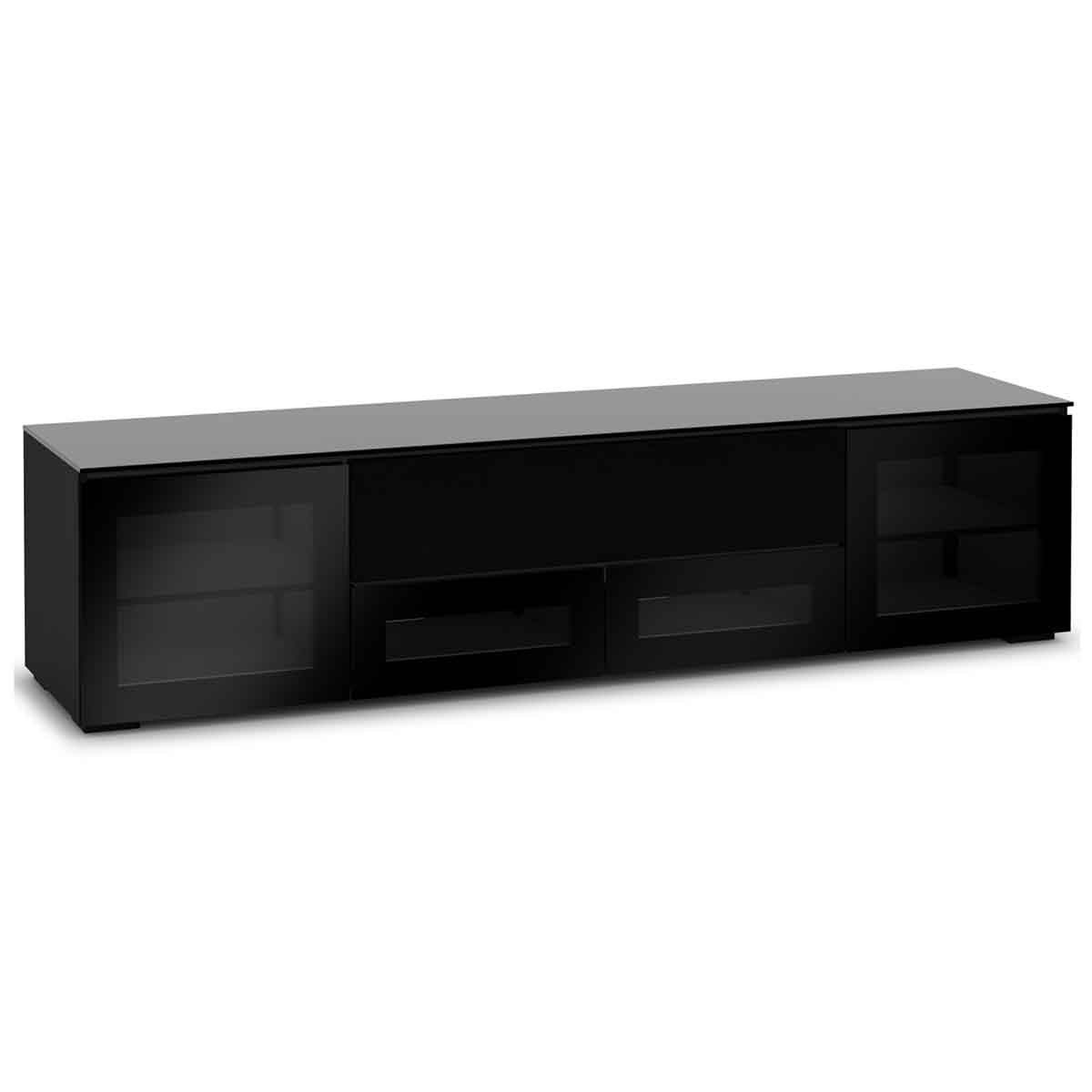 Salamander Designs Oslo 245 Quad-Width AV Cabinet with Center Speaker Opening- Black Glass- front view