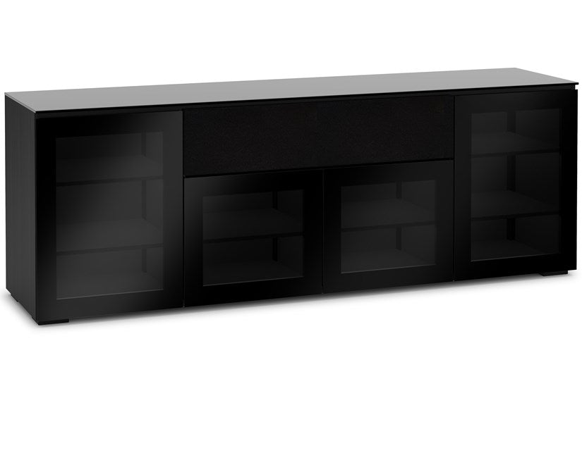 Salamander Designs Oslo 245 Quad-Width AV Cabinet with Center Speaker Opening- Black Glass- front view