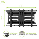 Kanto PDX680 Full Motion TV Wall Mount for 39" - 80" TVs Front view Vesa measurements