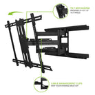 Kanto PDX680 Full Motion TV Wall Mount for 39" - 80" TVs Front quarter view tilt mechanism
