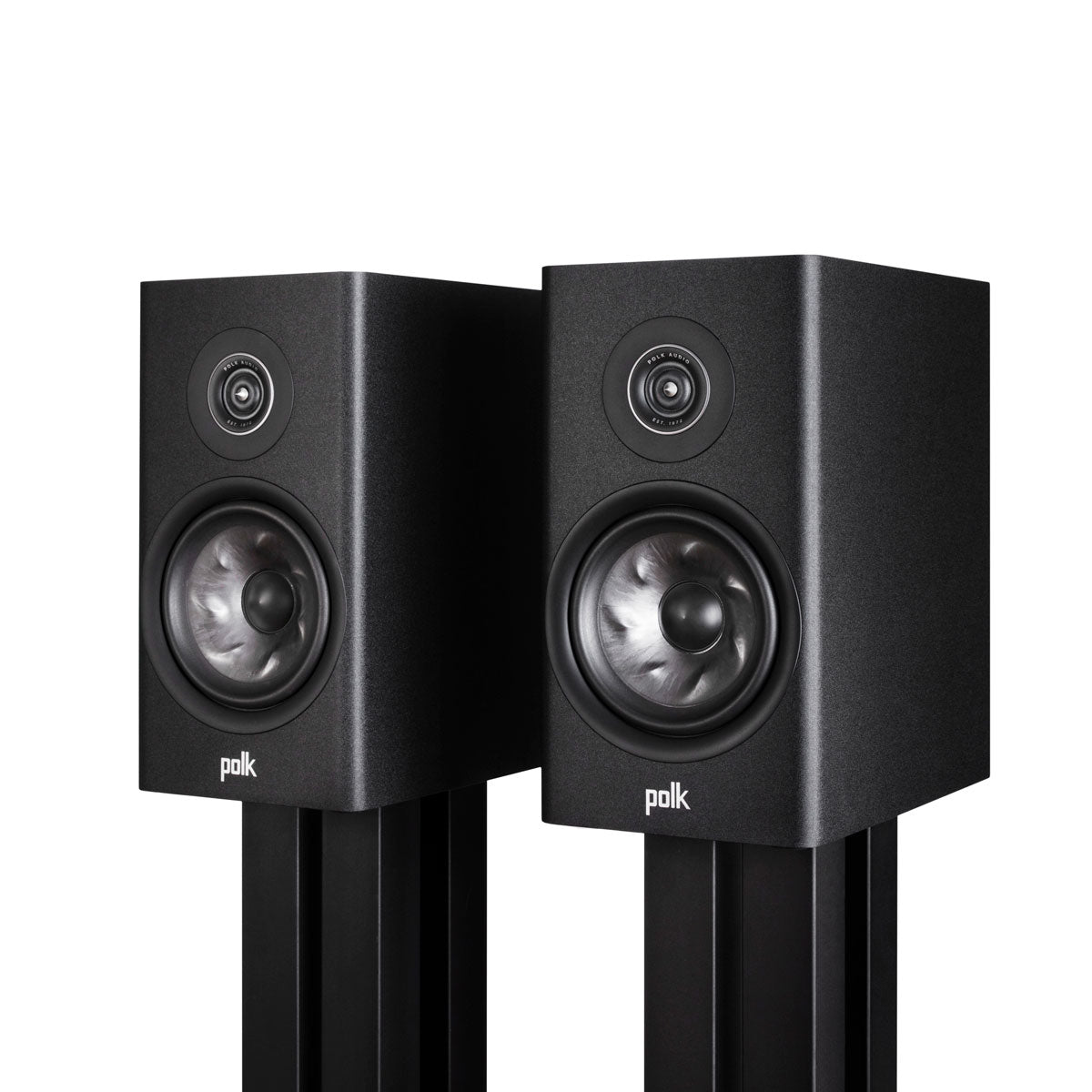 Polk Audio Reserve L200 Bookshelf Speakers, Black, front left angle