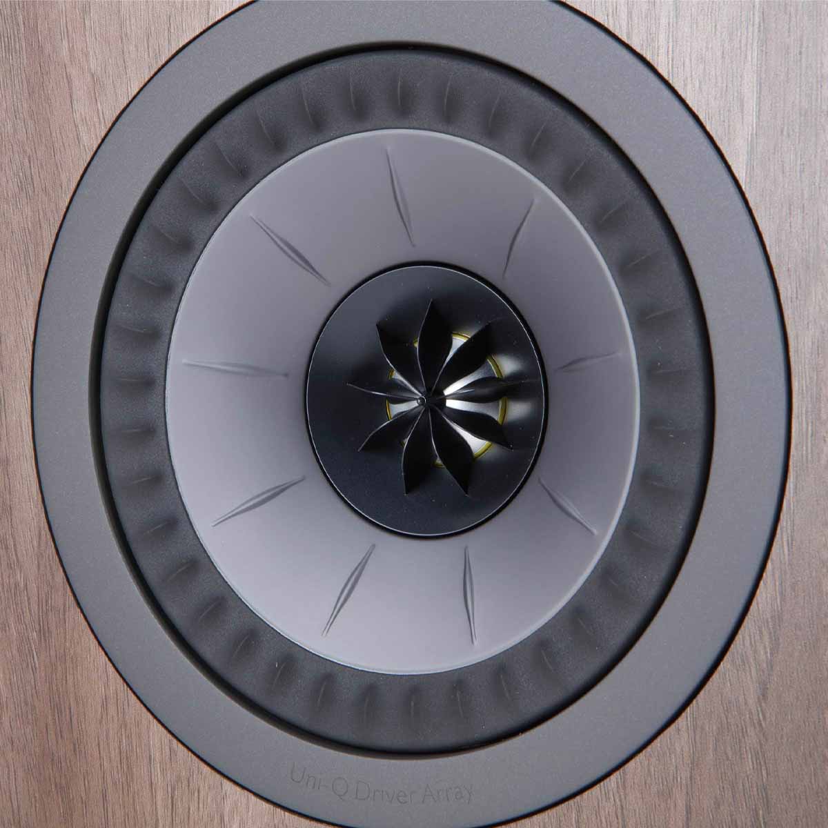 KEF Q150 Bookshelf Speakers - Walnut - Pair - close-up of drivers