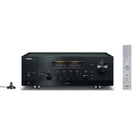 Yamaha R-N2000A Hi-Fi Network Receiver black front view with remote and calibration mic