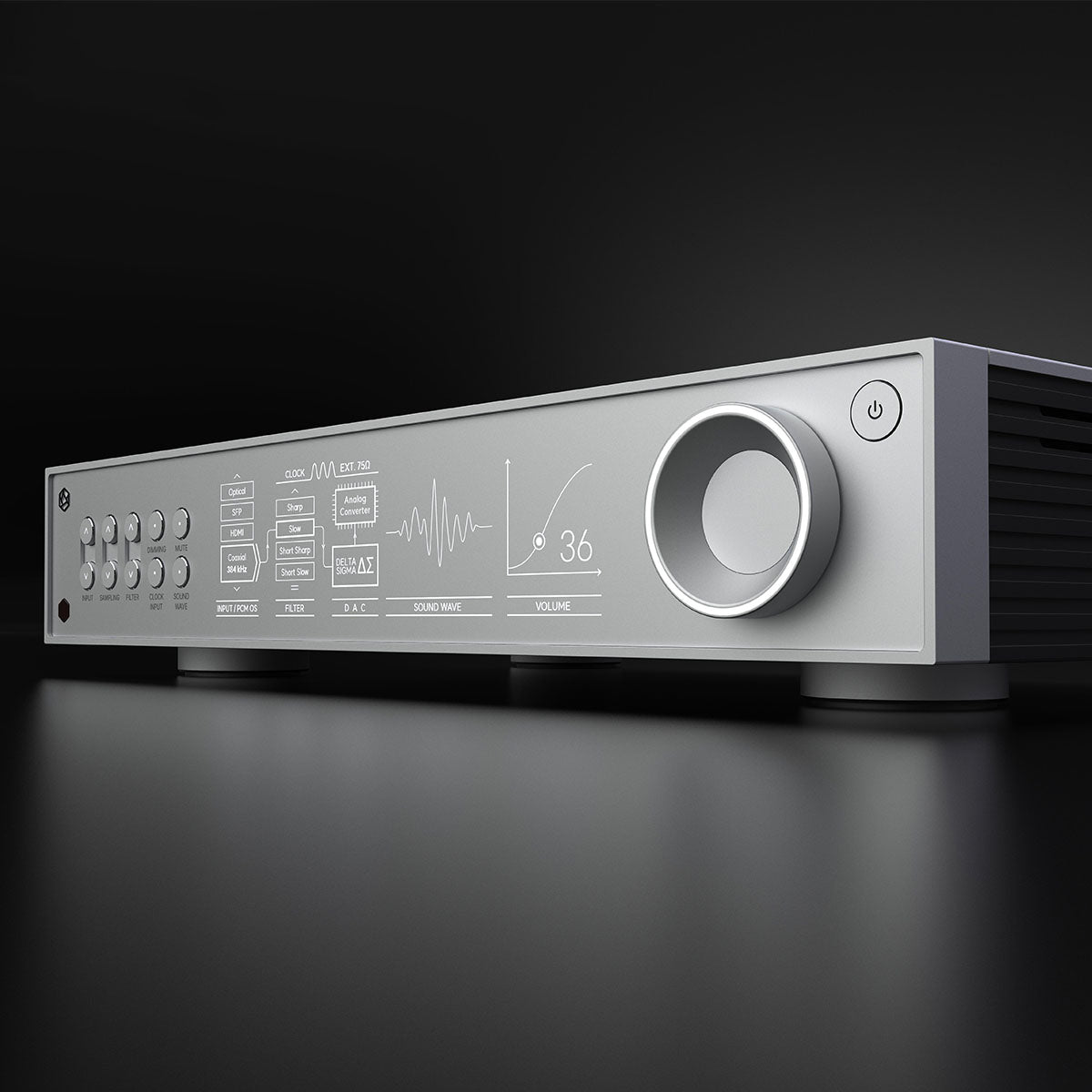 HiFi Rose RD160 DAC - silver - studio image angled front view