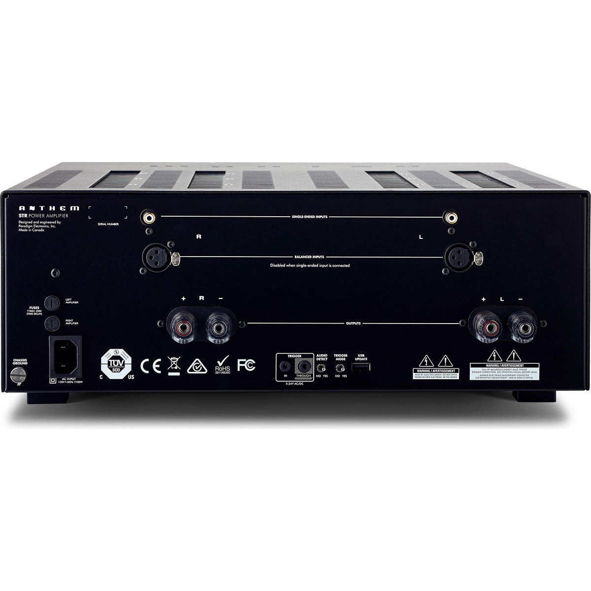 Rear View STR Power Amplifier in Black